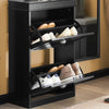 SoBuy FSR78-SCH Armoire à Chaussures 2 Abattants, Rangement 8 Paires pour Entrée Couloir – 54x24x83 cm, Noir