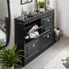 SoBuy FSR79-SCH Armoire à Chaussures 4 Abattants, Rangement 16 Paires pour Entrée Couloir – 105x24x83 cm, Noir