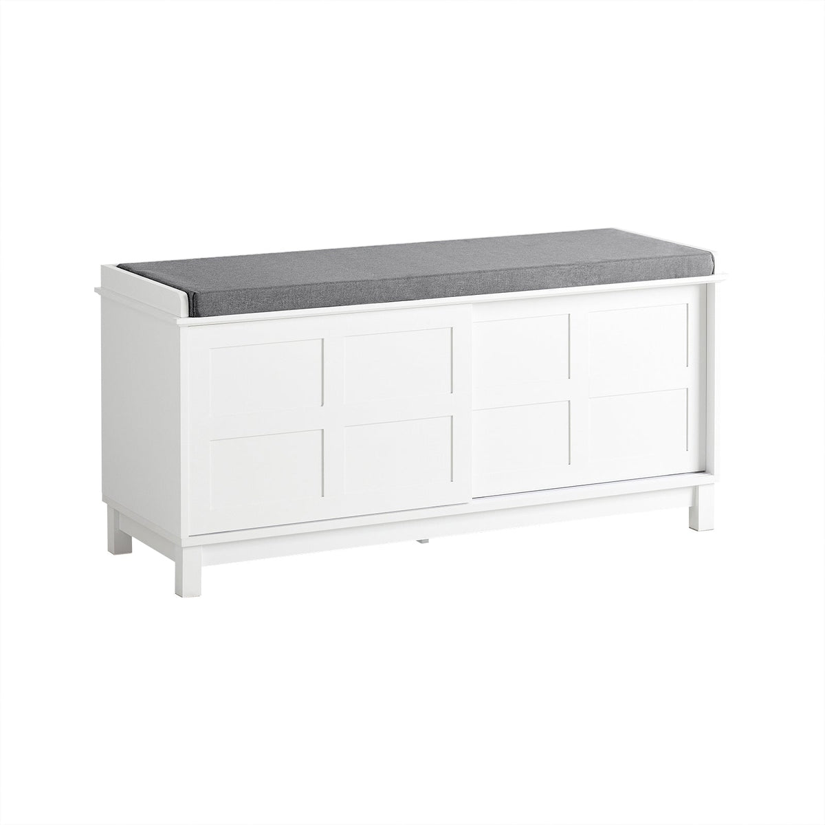 SoBuy FSR86-W Banc à Chaussures avec Coussin Rembourré et 2 Portes, Grande Capacité pour Entrée – 114x40x53 cm, Blanc
