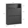 SoBuy FSR87-SCH Armoire à Chaussures 2 Abattants et Compartiment Ouvert pour Entrée Couloir – 80x24x110 cm, Noir