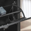 SoBuy FSR87-SCH Armoire à Chaussures 2 Abattants et Compartiment Ouvert pour Entrée Couloir – 80x24x110 cm, Noir