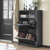 SoBuy FSR87-SCH Armoire à Chaussures 2 Abattants et Compartiment Ouvert pour Entrée Couloir – 80x24x110 cm, Noir