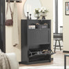 SoBuy FSR87-SCH Armoire à Chaussures 2 Abattants et Compartiment Ouvert pour Entrée Couloir – 80x24x110 cm, Noir