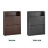 SoBuy FSR87-SCH Armoire à Chaussures 2 Abattants et Compartiment Ouvert pour Entrée Couloir – 80x24x110 cm, Noir