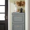 SoBuy FSR94-HG Armoire à Chaussures 3 Abattants, Rangement 12 Paires, Certifié FSC®, Slim 24cm – 53x24x117 cm, Gris