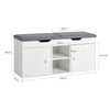 SoBuy FSR96-W Meuble Chaussure Banc à Chaussures avec Coussin Rembourré, 2 Portes, 3 Étagères Réglables – Rangement Chaussures Moderne pour Meuble d’Entrée – 150kg – Blanc 100x34x47cm