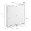 SoBuy FSR99-W Armoire à Chaussures 2 Abattants Ultra-Slim 18cm, Rangement 8-10 Paires pour Couloir – 76x18x78 cm, Blanc