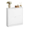 SoBuy FSR99-W Armoire à Chaussures 2 Abattants Ultra-Slim 18cm, Rangement 8-10 Paires pour Couloir – 76x18x78 cm, Blanc