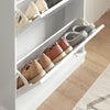 SoBuy FSR99-W Armoire à Chaussures 2 Abattants Ultra-Slim 18cm, Rangement 8-10 Paires pour Couloir – 76x18x78 cm, Blanc