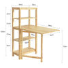 SoBuy FWT70-N Table de Salle à Manger Pliante avec étagères latérales, Table à Manger en Bois d'hévéa, Table à Dîner Pliable, Table en Bois pour Cuisine, Salle à Manger, Salon et Balcon, 60x98x126cm