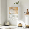 SoBuy KCR09-W Porte-Assiettes Mural avec Étagère et 7 Crochets – 11 Assiettes Ø35 cm, 64×24×71 cm, 10 kg, Blanc