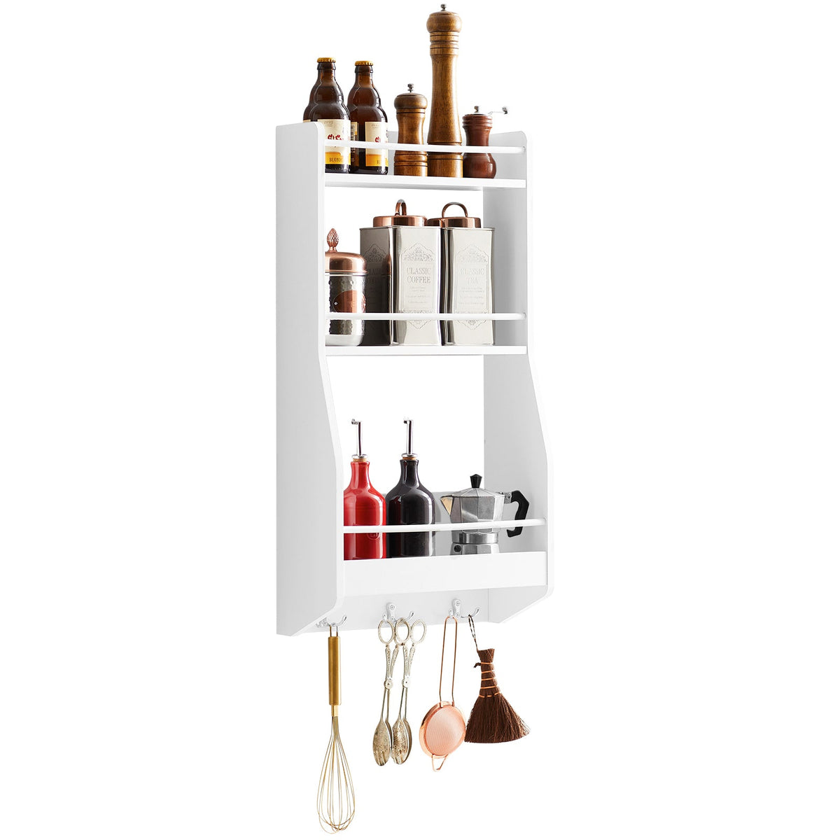 SoBuy KCR12-W Étagère à Suspendre Étagere Rangement murale Étagère à Épices Rangement Cuisine Étagère de salle de bain