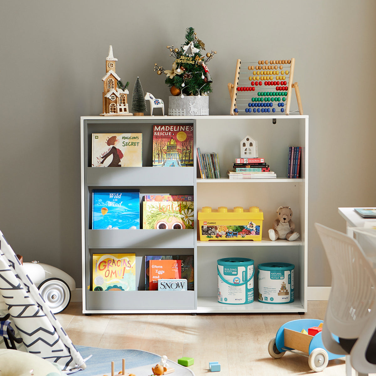 SoBuy KMB83-W Étagère de Rangement Enfant pour Jouets et Livres