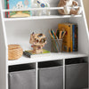 SoBuy KMB34-W Bibliothèque Étagère à Livres Étagère de Rangement Jouets pour Enfants Porte-revues avec Compartiments de Rangement et 3 Paniers 63x28x80 cm