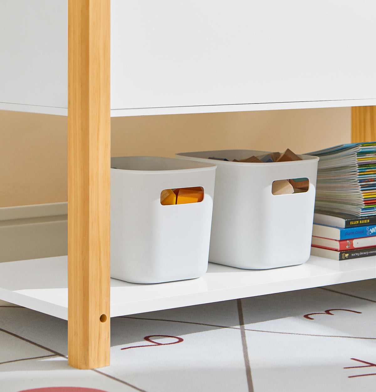 SoBuy KMB35-W Bibliothèque Enfant avec 2 Étagères, Usage Polyvalent, pour Chambre d’Enfant, Rangement Optimisé, Design Fonctionnel – L85×P42×H45 cm, Blanc