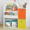 SoBuy KMB37-W Étagère de Rangement pour Livres et Jouets Enfant Bibliothèque avec 2 Paniers