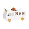 SoBuy KMB41-W Chariot Bibliothèque pour Enfants, Coffre à roulettes, Organisateur pour Jouets et Livres, Forme de Petite Voiture