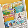 SoBuy KMB50-HG Bibliothèque Étagère à Livres Enfants Porte-revues avec 4 Compartiments Ouverts et 3 Poches
