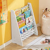 SoBuy KMB50-HG Bibliothèque Étagère à Livres Enfants Porte-revues avec 4 Compartiments Ouverts et 3 Poches