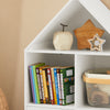 SoBuy KMB58-W Bibliothèque Enfant Étagère de Rangement pour Livres et Jouets Étagère à Livres Armoire Meuble de Rangement sur Pieds avec 1 Regard de Château, 2 Compartiments et 2 Portes, 63x30x103 cm