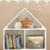 SoBuy KMB58-W Bibliothèque Enfant Étagère de Rangement pour Livres et Jouets Étagère à Livres Armoire Meuble de Rangement sur Pieds avec 1 Regard de Château, 2 Compartiments et 2 Portes, 63x30x103 cm