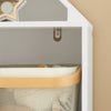 SoBuy KMB58-W Bibliothèque Enfant Étagère de Rangement pour Livres et Jouets Étagère à Livres Armoire Meuble de Rangement sur Pieds avec 1 Regard de Château, 2 Compartiments et 2 Portes, 63x30x103 cm