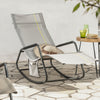 SoBuy OGS47-HG Fauteuil à Bascule Adulte, Chaise Longue, Transat Relaxation Ergonomique avec Pochette Latérale