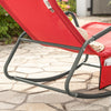 SoBuy OGS47-R Fauteuil à Bascule Adulte, Chaise Longue, Transat Relaxation Ergonomique avec Pochette Latérale