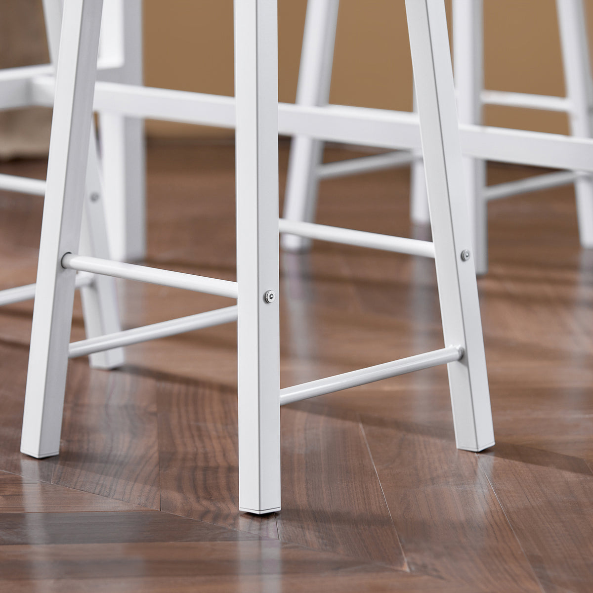 SoBuy OGT22-WN Ensemble Table de Bar + 4 Tabourets – Table Haute 120 cm, Repose-Pieds, Tabourets Rangeables, Blanc
