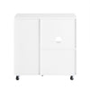SoBuy ASK09-W Caisson de Bureau à roulettes, Support Imprimante Roulant, Organiseur Bureau, Meuble de Rangement Bureau, Caisson de Rangement avec 2 Tiroirs, 1 Porte Vitrée – 75 x 40 x 76 cm, Blanc