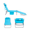 SoBuy OGS35-B Transat Jardin Extérieur Pliable Bain de Soleil avec Oreiller Chaise Longue Relax avec Poche Latérale Confortable Mobilier de Jardin pour Terrasse Plage Piscine Bleu ciel155x56x81cm