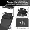SoBuy OGS48-SCHx2 Lot de 2 Transat Jardin Extérieur Pliable Bain de Soleil avec Oreiller Chaise Longue avec Pare-Soleil et Poche Latérale Mobilier de Jardin pour Terrasse Piscine Noir 155x56x81cm