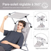 SoBuy OGS48-MIx2 Lot de 2 Transat Jardin Extérieur Pliable Bain de Soleil avec Oreiller Chaise Longue avec Pare-Soleil et Poche Latérale Mobilier de Jardin pour Terrasse Piscine Beige 155x56x81cm