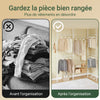 SoBuy KLS04-II-W Portant à vêtements télescopique solide - Penderie ouverte réglable avec tringles et étagères, Porte manteau pour chambre/dressing, Blanc