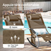 SoBuy OGS28-BR Chaise Longue Transat de Jardin Bascule avec Appui-tête Réglable et Pochette latérale