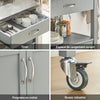 SoBuy FKW22-HG Meuble de Cuisine à roulettes avec Plan de Travail Desserte Cuisine compacte pour Rangement Cuisine, extérieur ou Chambre Chariot de Service Multifonction Gris 60x92x44cm