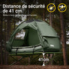 SoBuy OGS32-GR Tente de Camping 4 en 1 Pliable 1 Personne – Lit Pliant, Matelas Gonflable, Sac de Couchage Inclus, Vert