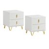 SoBuy FBT115-Wx2 Lot de 2 Table de Chevet - Table de Nuit avec 2 tiroirs, Table d'appoint pour Chambre à Coucher - Meuble de Rangement Moderne, Blanc L40 x P40 x H47 cm