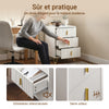 SoBuy FBT115-L-W Table de Chevet - Table de Nuit avec 3 tiroirs, Table d'appoint pour Chambre à Coucher - Meuble de Rangement Moderne, Blanc L40 x P40 x H63 cm