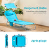 SoBuy OGS48-Bx2 Lot de 2 Transat Jardin Extérieur Pliable Bain de Soleil avec Oreiller Chaise Longue avec Pare-Soleil et Poche Latérale Mobilier de Jardin pour Terrasse Piscine Bleu ciel 155x56x81cm