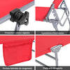 SoBuy OGS48-Rx2 Lot de 2 Transat Jardin Extérieur Pliable Bain de Soleil avec Oreiller Chaise Longue avec Pare-Soleil et Poche Latérale Mobilier de Jardin pour Terrasse Piscine Rouge 155x56x81cm
