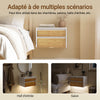 SoBuy FBT175-E-WN Table de Chevet Suspendue avec Lampe à détecteur de Mouvement Amovible et 2 tiroirs, Table de Nuit Flottante pour Chambre, Salon ou Couloir, 40x29.8x25.6cm, Blanc Naturel