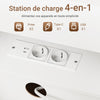 SoBuy FRG258-II-E-W Table de Chevet avec Station de Charge 4-en-1, 2 Tiroirs et Étagère – Blanc, 45×38×55,5 cm