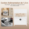 SoBuy FRG258-II-E-W Table de Chevet avec Station de Charge 4-en-1, 2 Tiroirs et Étagère – Blanc, 45×38×55,5 cm