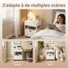 SoBuy FRG258-II-E-W Table de Chevet avec Station de Charge 4-en-1, 2 Tiroirs et Étagère – Blanc, 45×38×55,5 cm