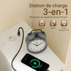 SoBuy FBT149-E-WG Table de Chevet Étroite 20cm avec Chargeur USB & Type-C + Lampe LED Magnétique – Blanc Effet Bois