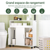 SoBuy BZR02-W Meuble Salle de Bain à Roulettes avec 2 Portes Coulissantes – L70×P20×H71 cm, Charge 30 kg, MDF E1, Blanc