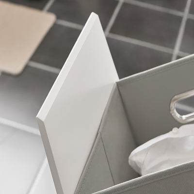 SoBuy BZR100-W Armoire à Linge avec Panier Rabattable et Sac Amovible à Poignées – L45×P35×H85,5 cm, Charge 15 kg, MDF E1, Blanc