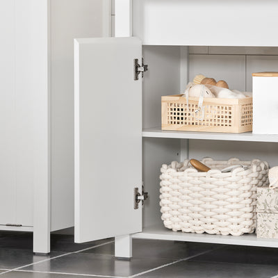 SoBuy BZR101-W Meuble sous Évier Salle de Bain, Meuble Évier de Cuisine avec 2 Portes