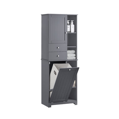 SoBuy BZR104-DG Colonne Salle de Bain Grise 171cm, Panier à Linge Amovible, 6 Étagères, 2 Tiroirs, Anti-Basculement, Charge 7